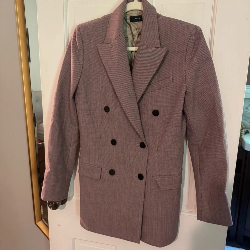 THEORY Mini Houndstooth Women’s Double Breasted Blazer - Picture 1 of 4